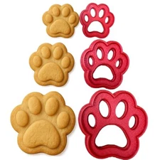 3 Pack of Adorable Dog Paw Shapes Cookie Cutter Set 1.75”, 2.75", & 3.75" Sizes