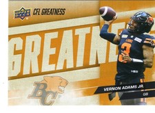 2024 UD CFL Greatness Vernon Adams Jr. Card #81 BC Lions Oregon
