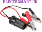 12V VOLT CAR POWER LEAD CABLE GIGAR LIGHTER SOCKET TO BATTERY CROCODILE CLIPS