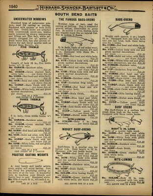 1923 PAPER AD South Bend Fishing Lure Minnow Babe Oreno Midget Surf Nite Luming