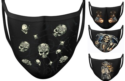 Gesichtsmaske Wiederverwendbar Biker Halloween Rock Metal Punk Sugar Skull Waschbar Maske