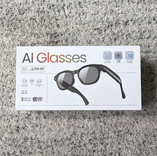 AI Smart Glasses G2 Black w/ Camera, Wi-Fi, USB Charging Cable