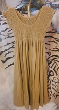 Free PEOPLE fP All EYES ON you Dress SZ XS Babydoll SMOCKED Cotton Pockets! 