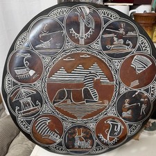 Vassoio intarsiato argento egiziano fatto a mano vero rame vassoio caricatore guarda