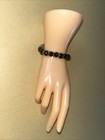 Black crystal bead Stretch Bracelet with silver tone spacers — photo 2