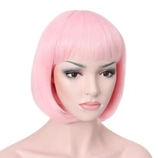 10" Short Straight Hair Flapper Cosplay Costume Bob (T1911 - Light Pink)