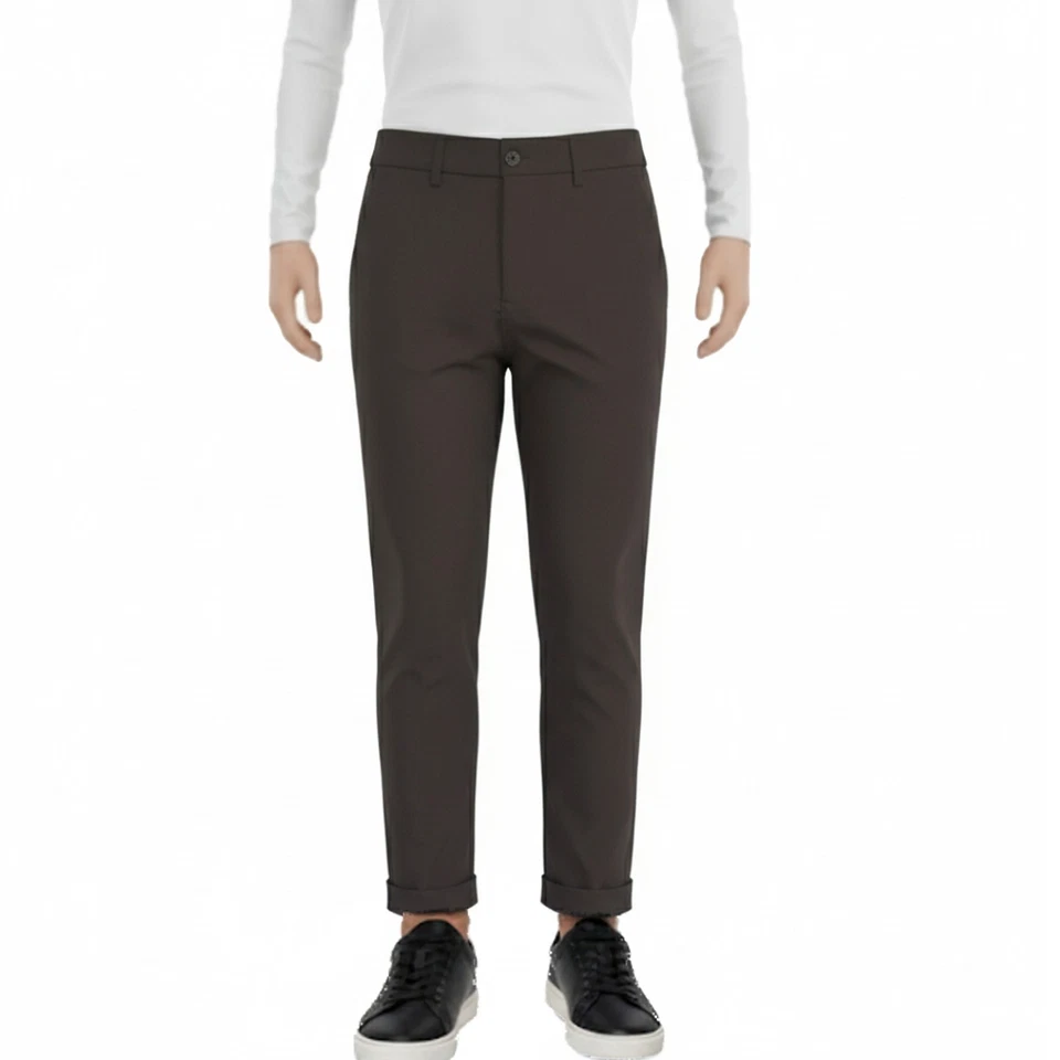 Pantaloni Uomo Invernale con Elastico Casual sportivo Con Bottone Tinta Unita - Immagine 3 di 4