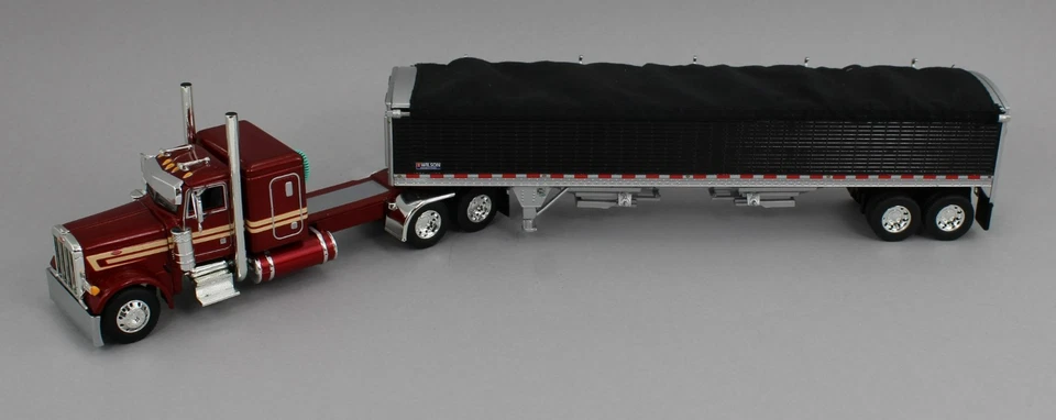 1:64 DCP *CANDY APPLE RED* Peterbilt 379 48" Flattop & Wilson Grain Trailer NIB - Image 2 of 4