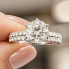 2 Ct VVS1 Moissanite Two Stone Ring 925 Silver Passes Diamond Tester Size 7 New
