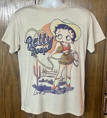 Betty Boop T Shirt S Fleischer Rodeo Western Cowboy Cowgirl Live Your Best Life