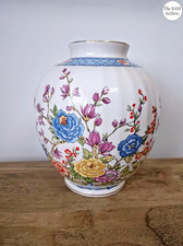 Vintage Francesco Guarino italienische Porzellan Blumen Urne Vase handbemalt FG Marke