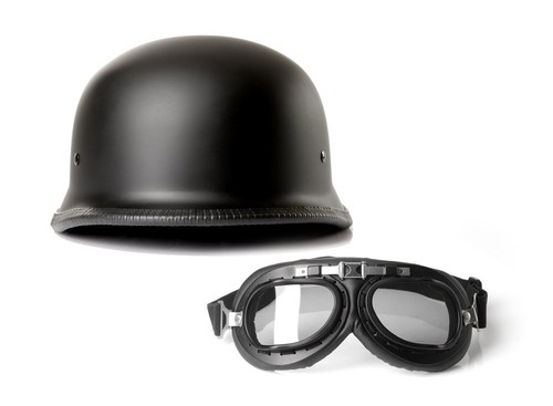 Halbschalenhelm Chopperhelm Brain Cap CMX German Easy Rider schwarz L + Brille - Picture 1 of 4