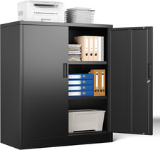 Metal Storage Cabinet, 36 Inch Tall Metal Storage Cabinet with Doors and Shelves