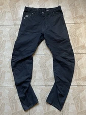 Vintage Rare G-Star RAW 3301 Arc Loose Tapered Jeans Black Coated Denim W33 L34