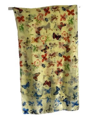 # CODELLO Yellow Silk Women s Scarf With Whimsical Butterflies Prints GC 71 21 