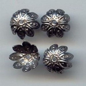 18 Vintage Silver Steel Floral Fancy Umbrella 11mm. Bead Caps 2453