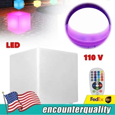 17" LED Cube Light Pub Bar Stool W/Remote Control 16 RGB Colors Changing Chair