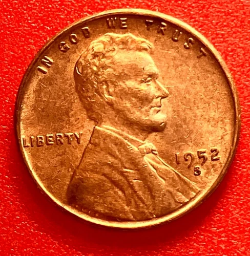 1952-S Lincoln Wheat Cent Penny GEM RED BU From an Original Bank Roll