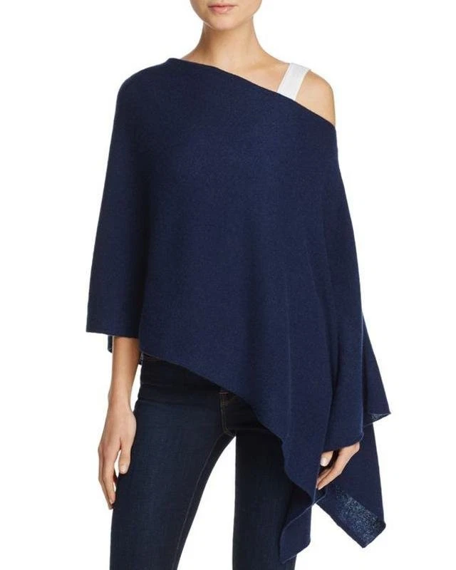ladies peter hahn navy cashmere poncho one size
