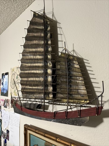 Curtis Jere Chinese Junk Ship Sculpture