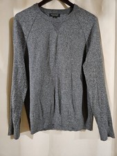 Banana Republic Mens Medium Organic Cotton Sweater Solid Gray Long Sleeve Preppy