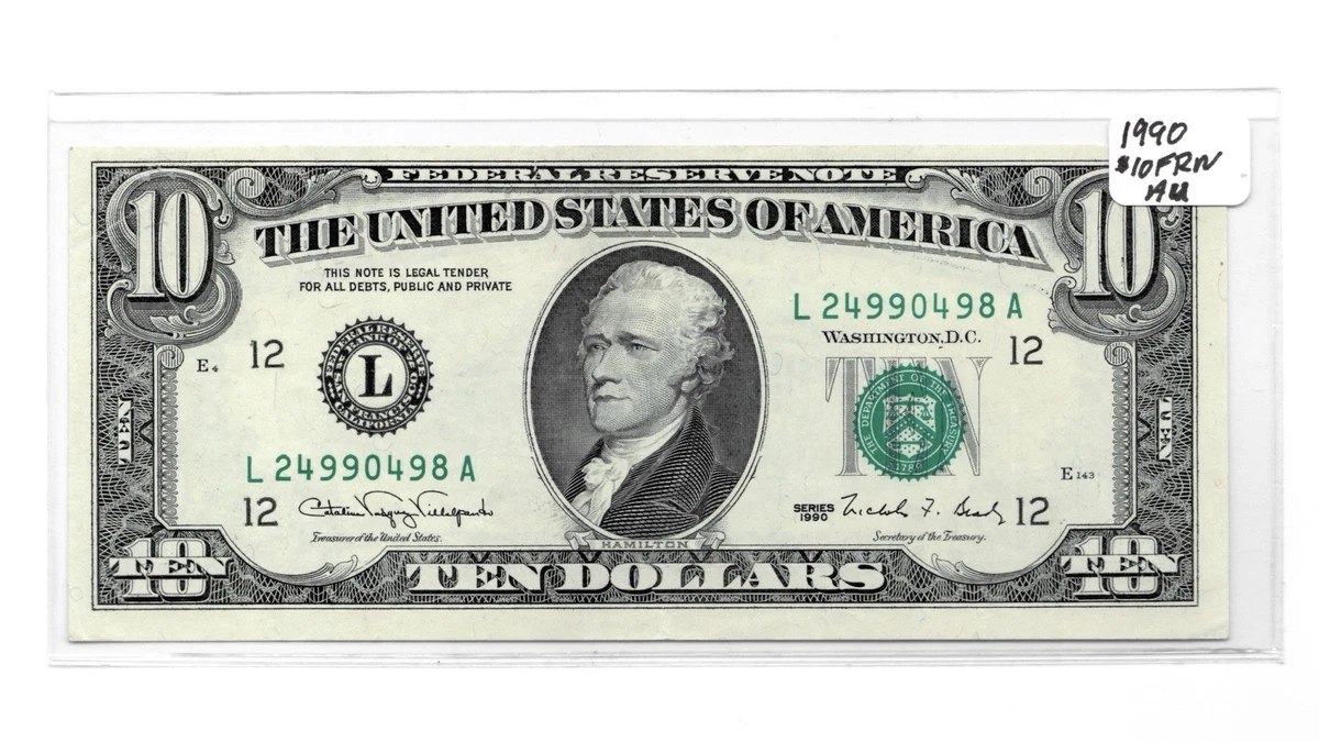 未经认证$10， 1990 美国小尺寸纸币说明| eBay