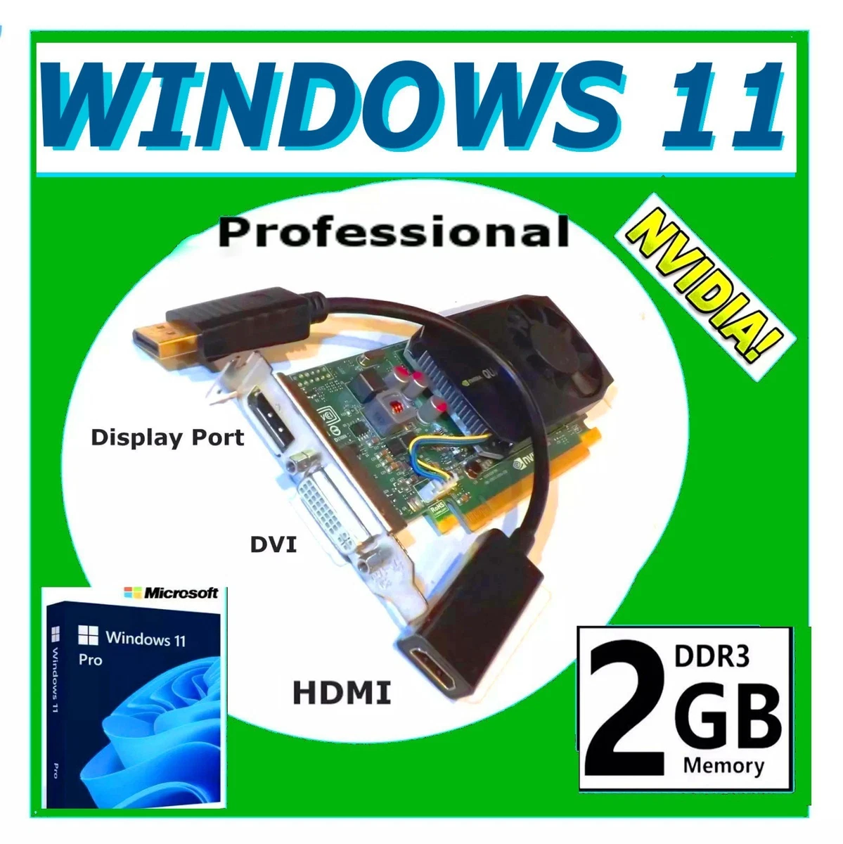 Bewinner Carte Graphique GT610, 2 Go, DDR3, 64 Bits, Carte Vidéo de