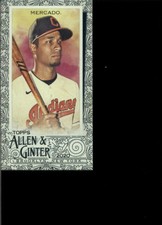 2020 ALLEN AND GINTER MINI BLACK #213 OSCAR MERCADO CLEVELAND INDIANS BASEBALL