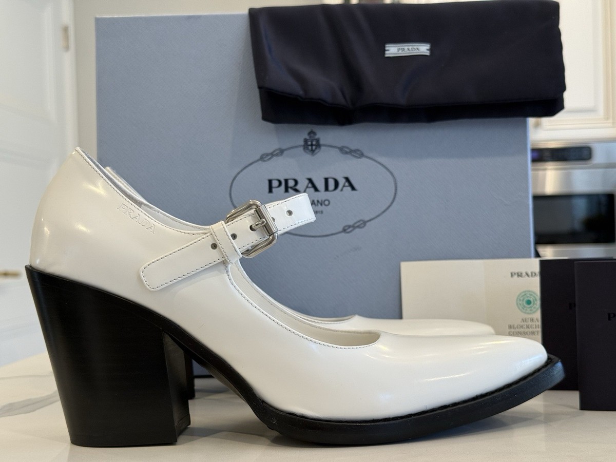 PRADA mary jane square toe heels white 【公式通販】
