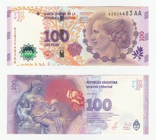 ARGENTINA 100 Pesos Comm. Eva Peron Random Year & Suffix Uncirculated
