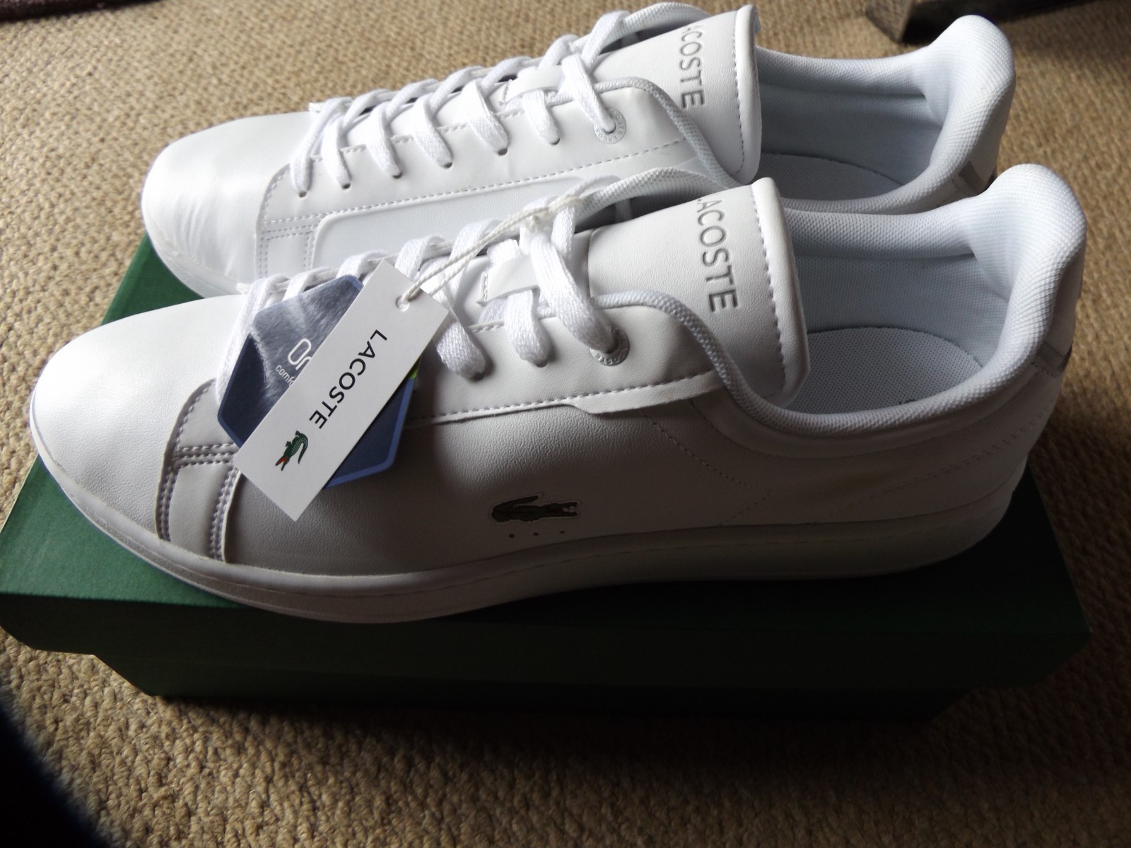 Lacoste Carnaby Pro White/S Leather Trainers Size Mens UK 12 BL23 1 SMA