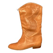 Vtg Women  s Dingo Western Boots Sz 8 Cognac Leather Buttery Soft