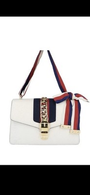 Gucci Sylvie Web Shoulder Bag Small White Leather