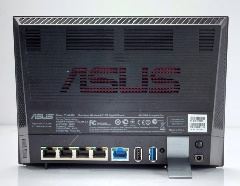 Asus RT-AC56U AC1200 WLAN Gigabit Router 802.11ac Dualband Wi-Fi USB 3 4x RJ-45 - Bild 2 von 4