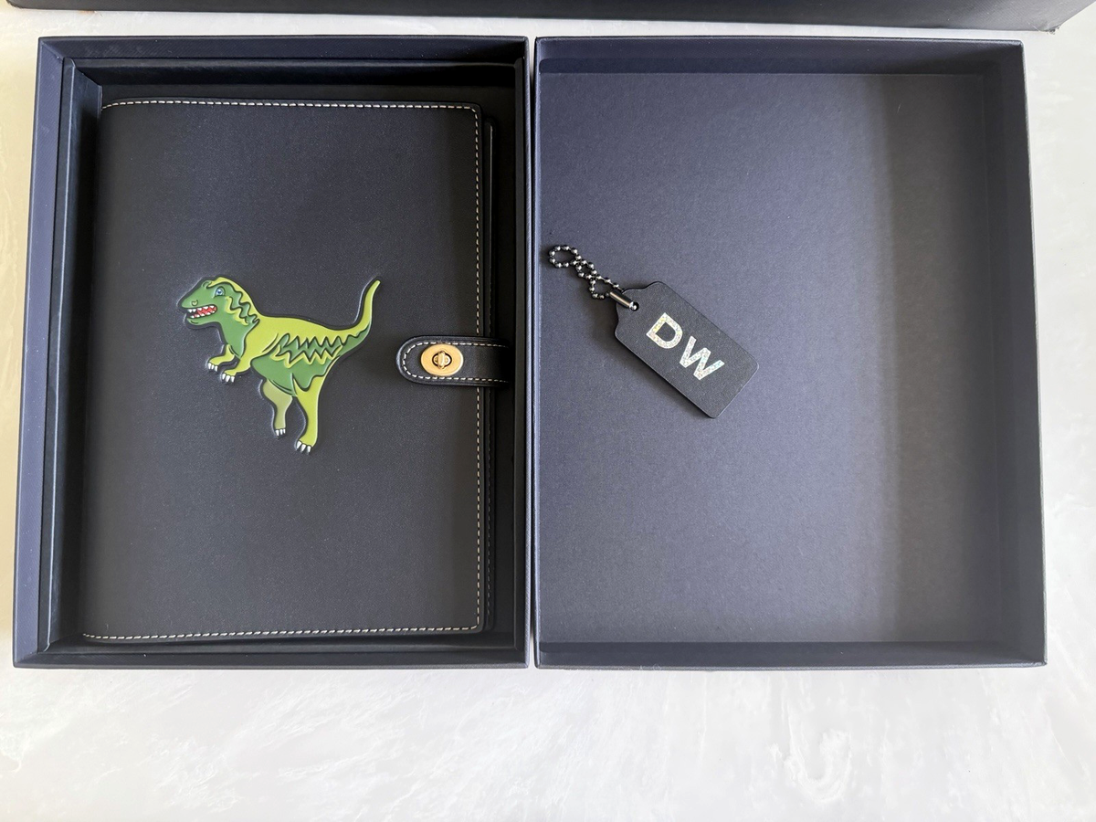 NEW COACH REXY BLACK/BRASS TURNLOCK NOTEBOOK WITH LINED PAPER