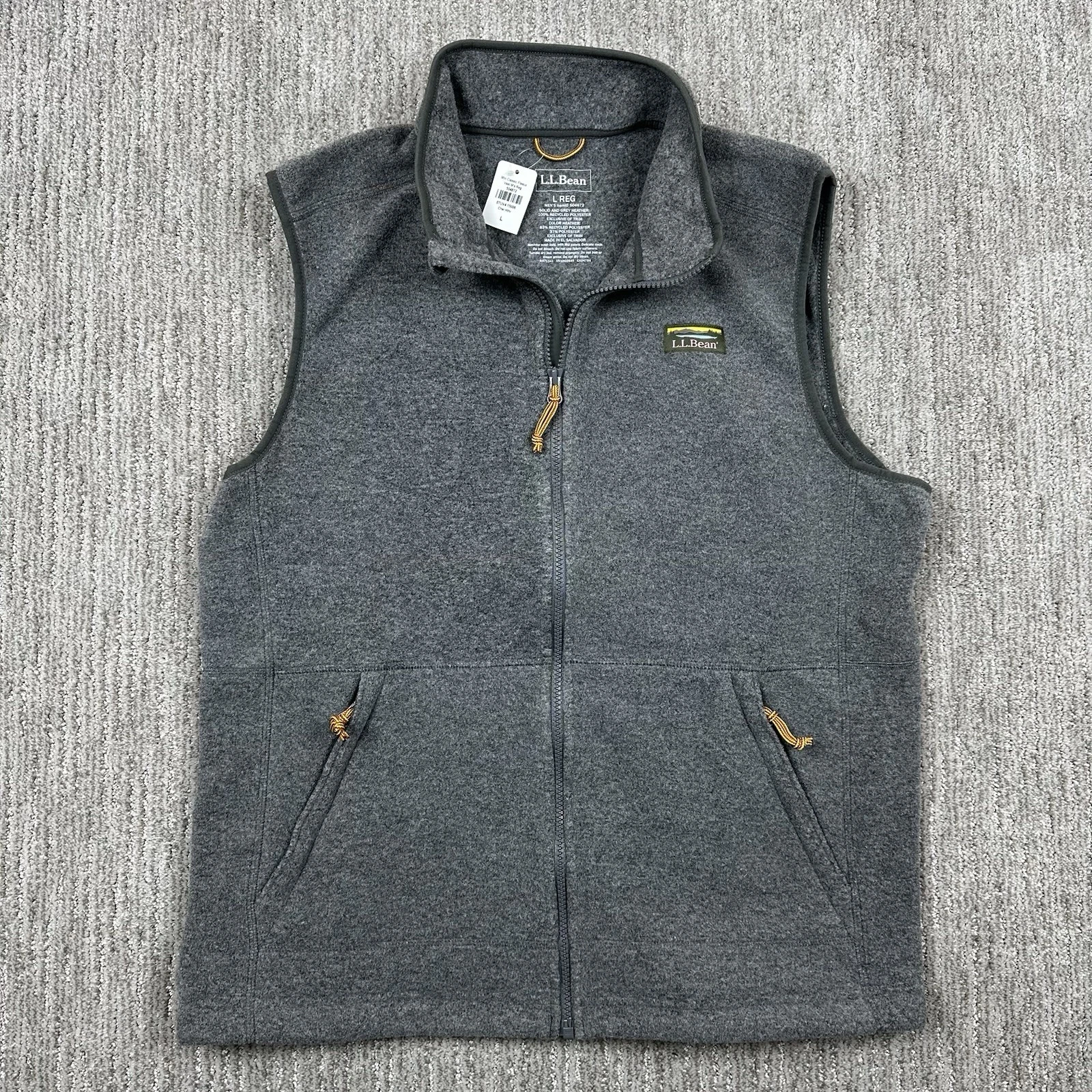 LL Bean NWT Mens Mountain Classic Fleece Vest Charcoal Heather Large Reg