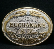 XA07173 AMAZING VINTAGE 1970s **BUCHANAN'S DE LUXE** SCOTCH WHISKEY BELT BUCKLE