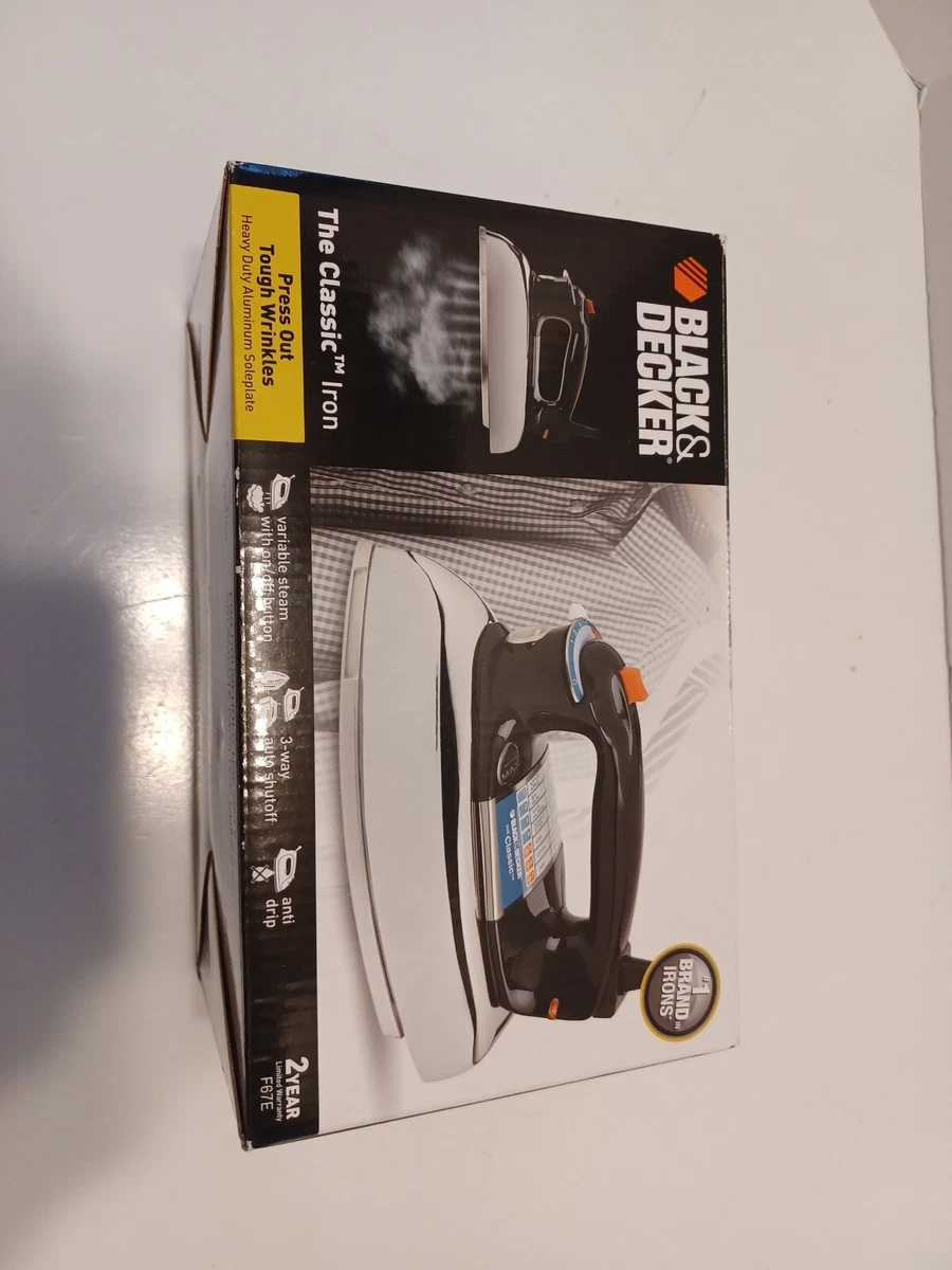 BLACK+DECKER Classic Iron with Aluminum Soleplate, Silver, F67E 