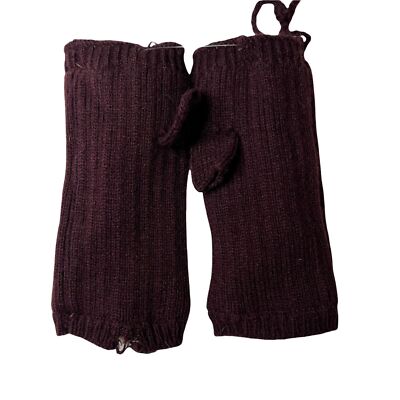 Hat Attack Burgundy Knit Fur Lined Handwarmers New
