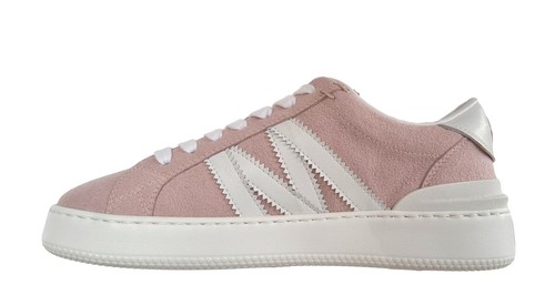 MONCLER Baskets Femme En Cuir Et Tissu Monaco M3508 Rose Pâle - Imagen 6 de 8