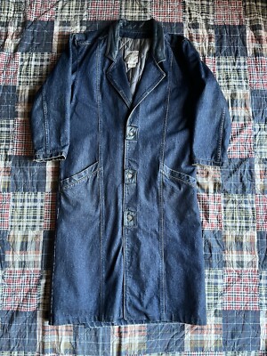 Vintage Rare Memo Denim Long Trench Coat Jacket Made in Canada Women’s Sz  Small