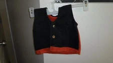 vest- 2T-blue and orange- handmade with love-toddler size