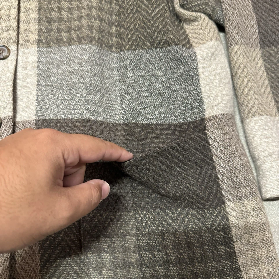 Blazer de esquina informal gris rosa a cuadros manta puntada chaqueta abrigo suroeste talla L Foto 4 de 4