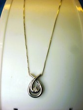 STERLING DIAMOND PENDANT WITH 18" STERLING SILVER CHAIN - VERY NICE