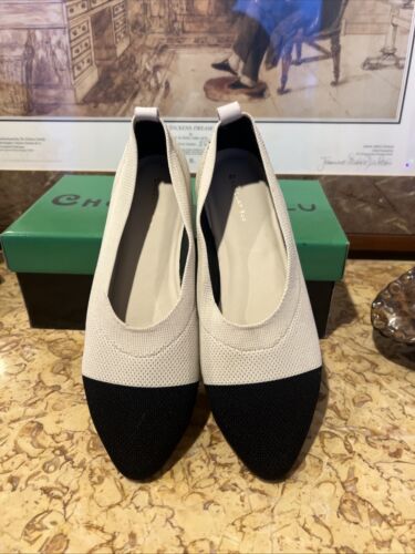 Nuove scarpe Chocolat Blu Bloom nero bianco sporco maglia punta piatta taglia 9 Rt $149 - Foto 7 di 11