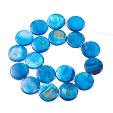 20pcs Blue Natural Shell Coin Beads Flat Round Mini Loose Spacer Crafting 20mm