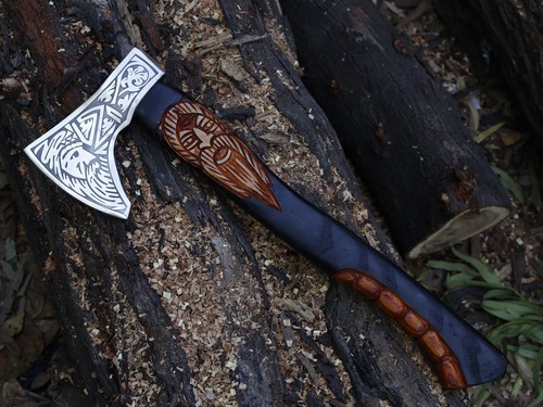 Beautiful Handmade Carbon Steel Blade Viking Axe Tomahawk Axe W/L/Sheath BL-4731 - Picture 4 of 23
