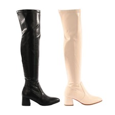 Stivali Donna Alti con Tacco Largo Stivale Lungo in Ecopelle Sopra al Ginocchio