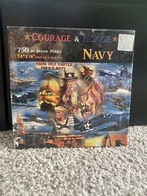New Sealed Courage & Honor NAVY 750 Piece Jigsaw Puzzle 24'' x 18'' Finished Size.