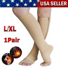 New Compression COPPER Socks OPEN TOE Knee High Leg Support Stockings S-XL 
